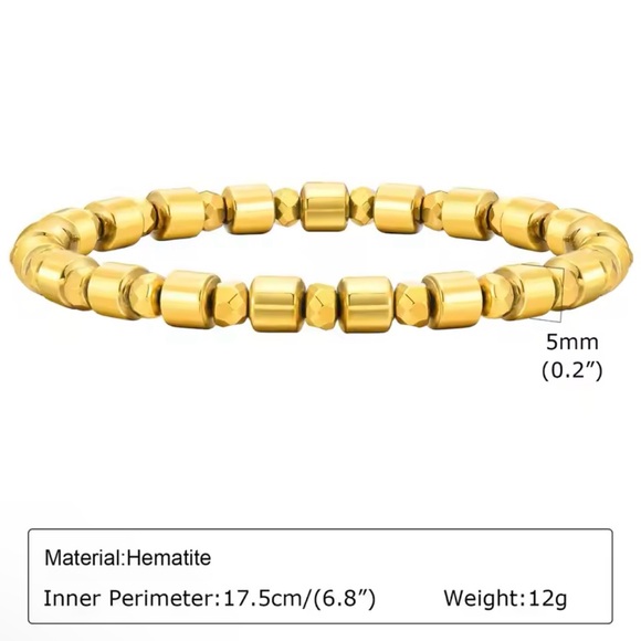 Gold Hematite Beaded Bracelet for Men - Picture 4 of 4